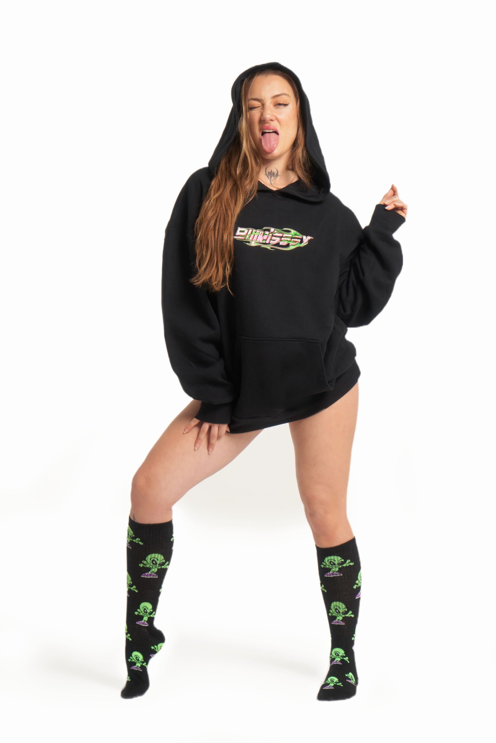 Sudadera larga negra